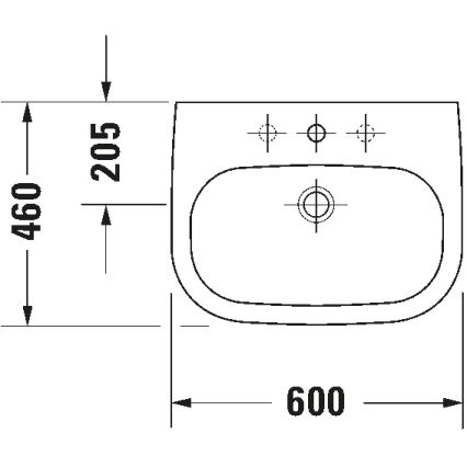 Duravit 23106000002 - Επιτοίχιος νιπτήρας D-CODE 60x46 cm, κεραμικός, σε γυαλιστερό λευκό