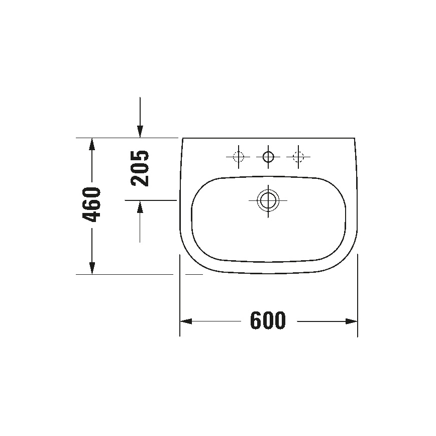 Duravit 23106000002 - Επιτοίχιος νιπτήρας D-CODE 60x46 cm, κεραμικός, σε γυαλιστερό λευκό
