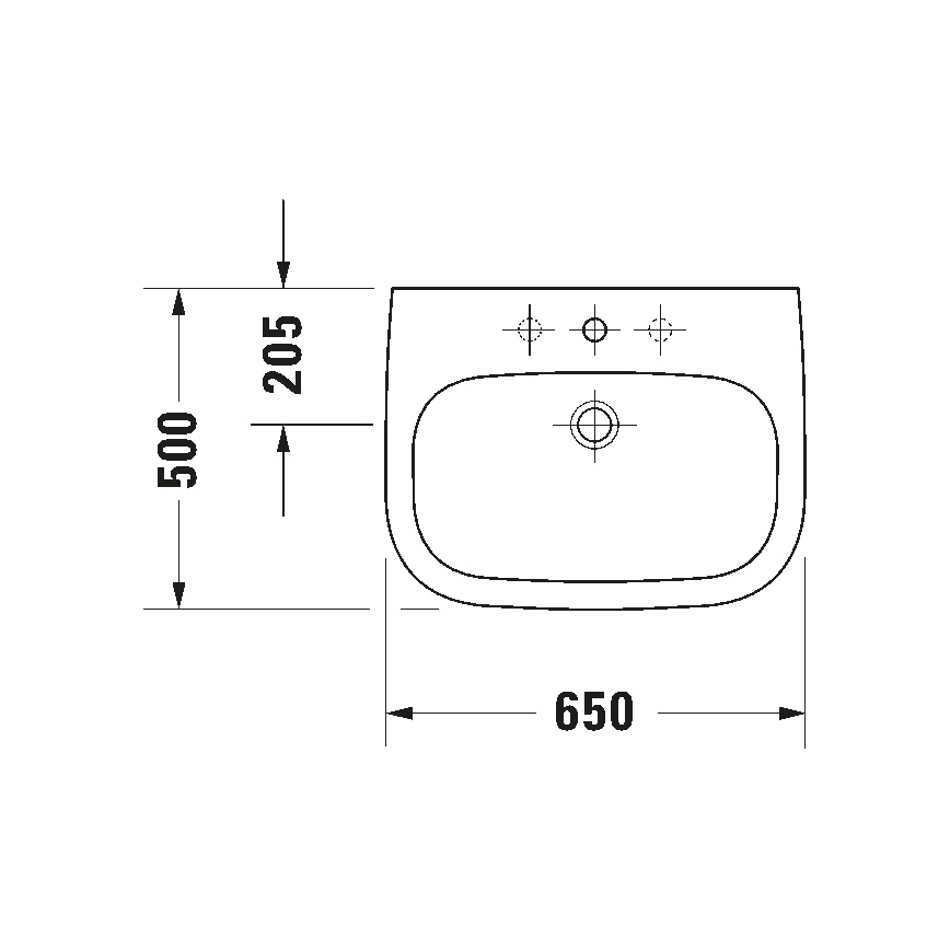Duravit 23106500002 - Επιτοίχιος νιπτήρας D-CODE 65x50 cm κεραμικός/γυαλιστερό λευκό