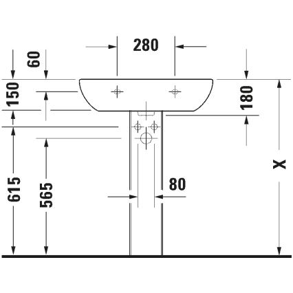 Duravit 23106500002 - Επιτοίχιος νιπτήρας D-CODE 65x50 cm κεραμικός/γυαλιστερό λευκό
