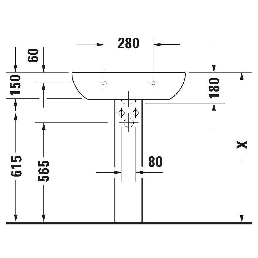 Duravit 23106500002 - Επιτοίχιος νιπτήρας D-CODE 65x50 cm κεραμικός/γυαλιστερό λευκό
