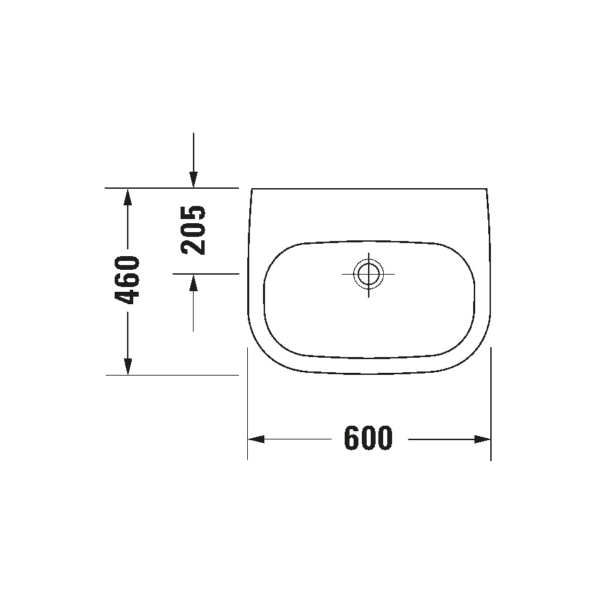Duravit 23116000702 - Κρεμαστός νιπτήρας D-CODE 60x46 cm, κεραμικός, γυαλιστερό λευκό
