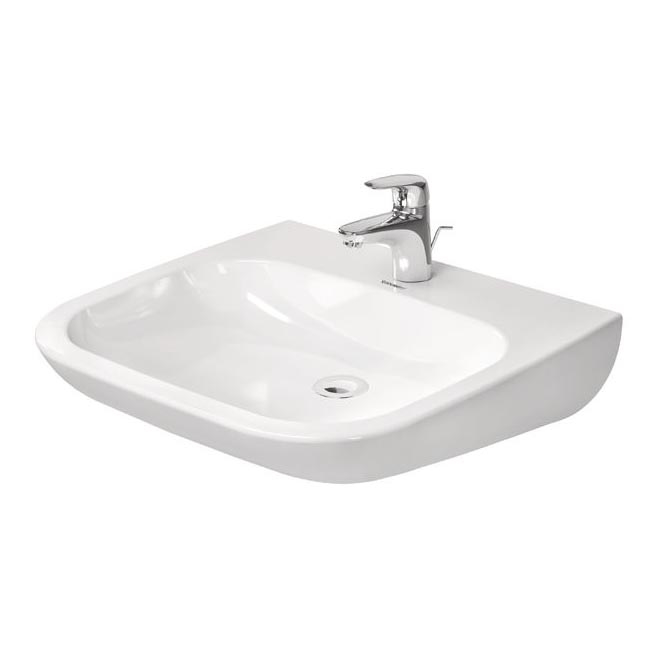 Duravit 23136000002 - Επιτοίχιος νιπτήρας D-CODE 60x55 cm, κεραμικός, γυαλιστερό λευκό