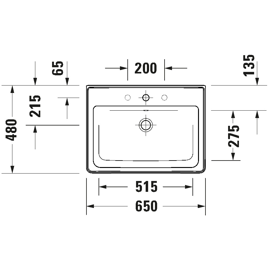 Duravit 2367650060 - Επιτοίχιος νιπτήρας D-NEO 65x48 cm κεραμικός/γυαλιστερό λευκό