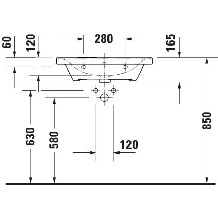 Duravit 2367650060 - Επιτοίχιος νιπτήρας D-NEO 65x48 cm κεραμικός/γυαλιστερό λευκό