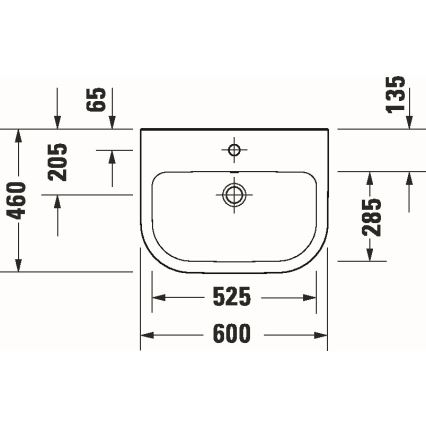 Duravit 23986000002 - Επιτοίχιος νιπτήρας D-CODE 60x46 cm, κεραμικός, γυαλιστερό λευκό