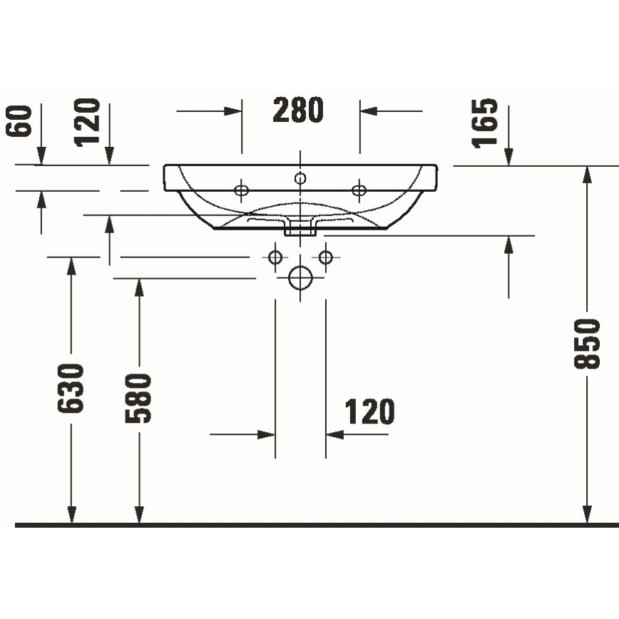 Duravit 23986500002 - Κρεμαστός νιπτήρας D-CODE 65x46 cm, κεραμικός σε γυαλιστερό λευκό