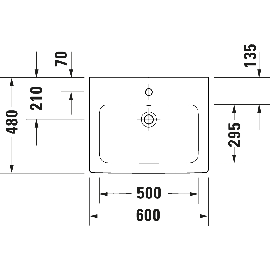Duravit 23996000002 - Επιτοίχιος νιπτήρας D-CODE 60x48 cm κεραμικός/γυαλιστερό λευκό
