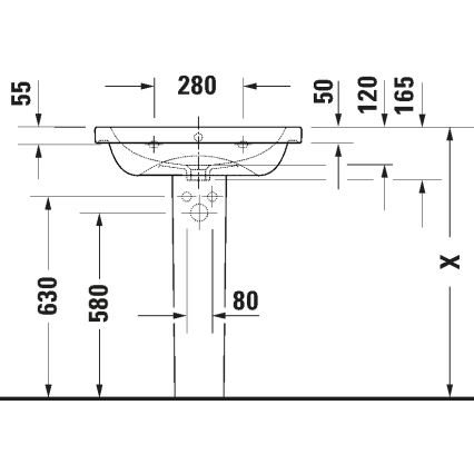Duravit 23996500002 - Επιτοίχιος νιπτήρας D-CODE 65 x 48 cm από κεραμικό με γυαλιστερό λευκό φινίρισμα