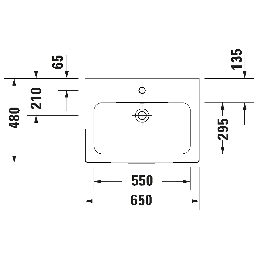 Duravit 23996500002 - Επιτοίχιος νιπτήρας D-CODE 65 x 48 cm από κεραμικό με γυαλιστερό λευκό φινίρισμα
