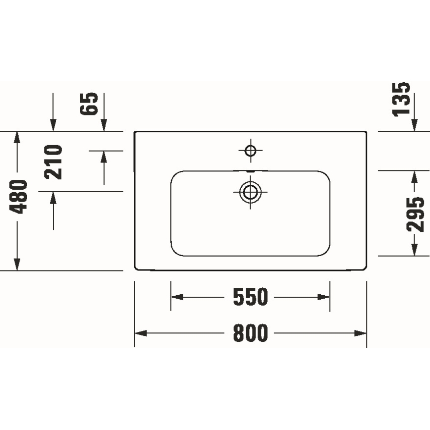 Duravit 23998000002 - Κρεμαστός νιπτήρας D-CODE 80x48 cm κεραμικό/γυαλιστερό λευκό