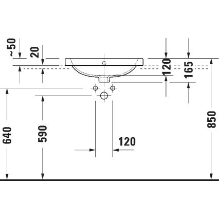 Duravit 24025500002 - Κρεμαστός νιπτήρας D-CODE 55x44 cm, κεραμικός, γυαλιστερό λευκό
