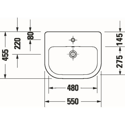 Duravit 24035500002 - Εντοιχιζόμενος νιπτήρας D-CODE 55x45,5 cm, κεραμικός, σε γυαλιστερό λευκό