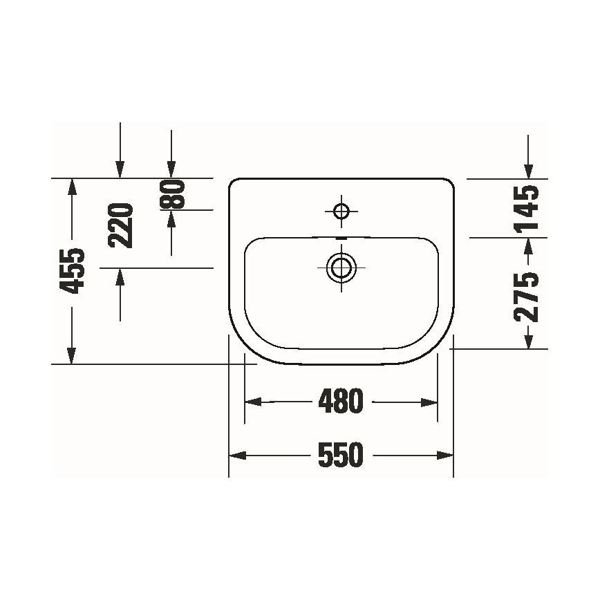 Duravit 24035500002 - Εντοιχιζόμενος νιπτήρας D-CODE 55x45,5 cm, κεραμικός, σε γυαλιστερό λευκό