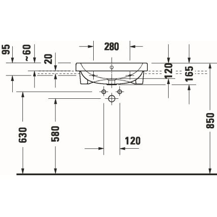 Duravit 24035500002 - Εντοιχιζόμενος νιπτήρας D-CODE 55x45,5 cm, κεραμικός, σε γυαλιστερό λευκό