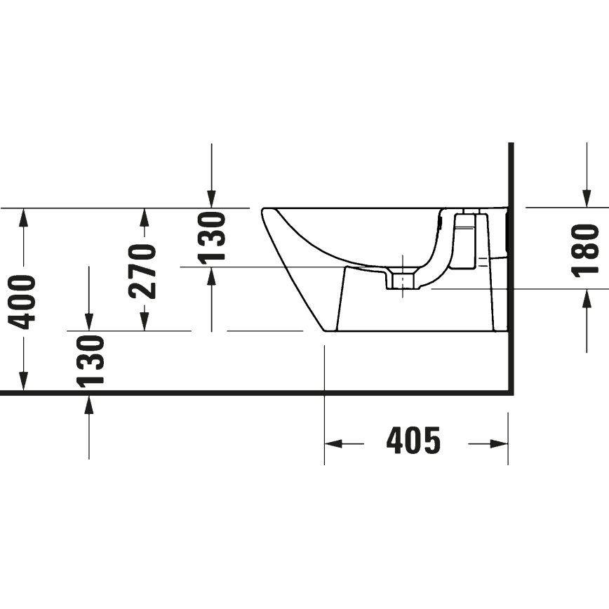 Duravit 27271500002 - Επιτοίχιο μπιντέ D-CODE, κεραμικό γυαλιστερό λευκό