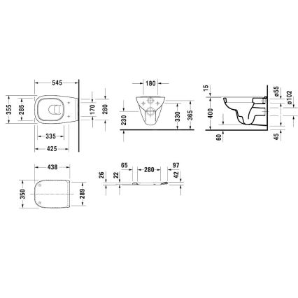Duravit 45350900A1 - Επιτοίχια λεκάνη D-CODE με κάθισμα SoftClose κεραμική/γυαλιστερό λευκό