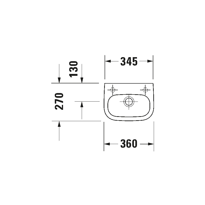Duravit 7053600082 - Επιτοίχιος νιπτήρας D-CODE 36x27 cm, κεραμικός σε γυαλιστερό λευκό