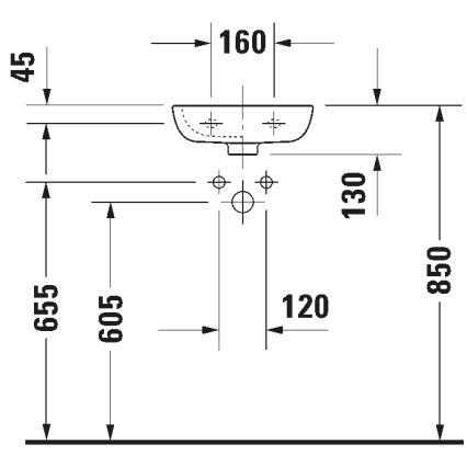 Duravit 7053600082 - Επιτοίχιος νιπτήρας D-CODE 36x27 cm, κεραμικός σε γυαλιστερό λευκό