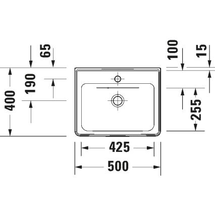 Duravit 742500060 - Επιτοίχιος νιπτήρας D-NEO 50x40 cm, κεραμικός σε γυαλιστερό λευκό