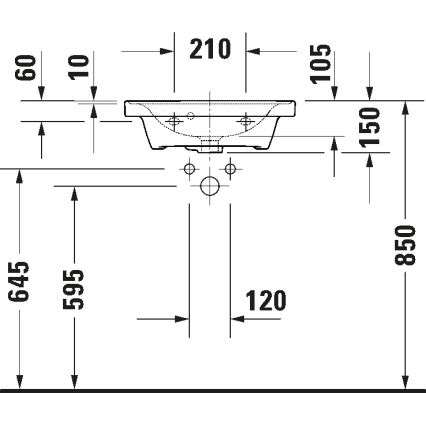 Duravit 742500060 - Επιτοίχιος νιπτήρας D-NEO 50x40 cm, κεραμικός σε γυαλιστερό λευκό