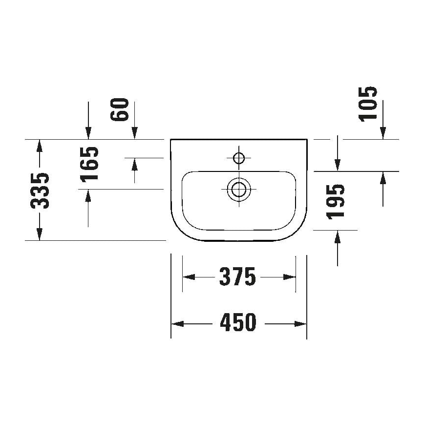 Duravit 7484500002 - Επιτοίχιος νιπτήρας D-CODE 45x33,5 cm, κεραμικός/γυαλιστερό λευκό