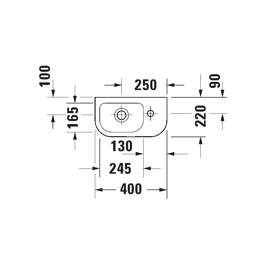 Duravit 7494000412 - Επιτοίχιος νιπτήρας D-CODE 40x22 cm κεραμικός/γυαλιστερό λευκό
