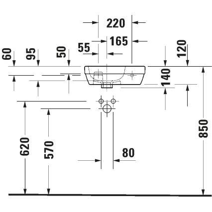 Duravit 7494000412 - Επιτοίχιος νιπτήρας D-CODE 40x22 cm κεραμικός/γυαλιστερό λευκό