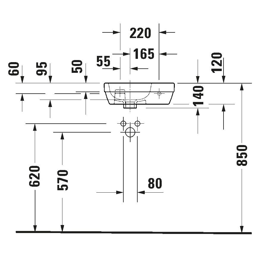 Duravit 7494000412 - Επιτοίχιος νιπτήρας D-CODE 40x22 cm κεραμικός/γυαλιστερό λευκό