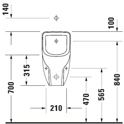 Duravit 828300000 - Ουρητήριο Rimless D-CODE, επάνω παροχή, πίσω αποχέτευση, κεραμικό/γυαλιστερό λευκό