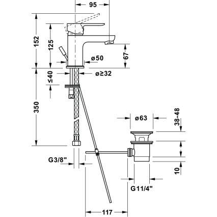 Duravit DC1013001046 - Μπαταρία νιπτήρα + αναδυόμενη τάπα D-CODE, ματ μαύρο
