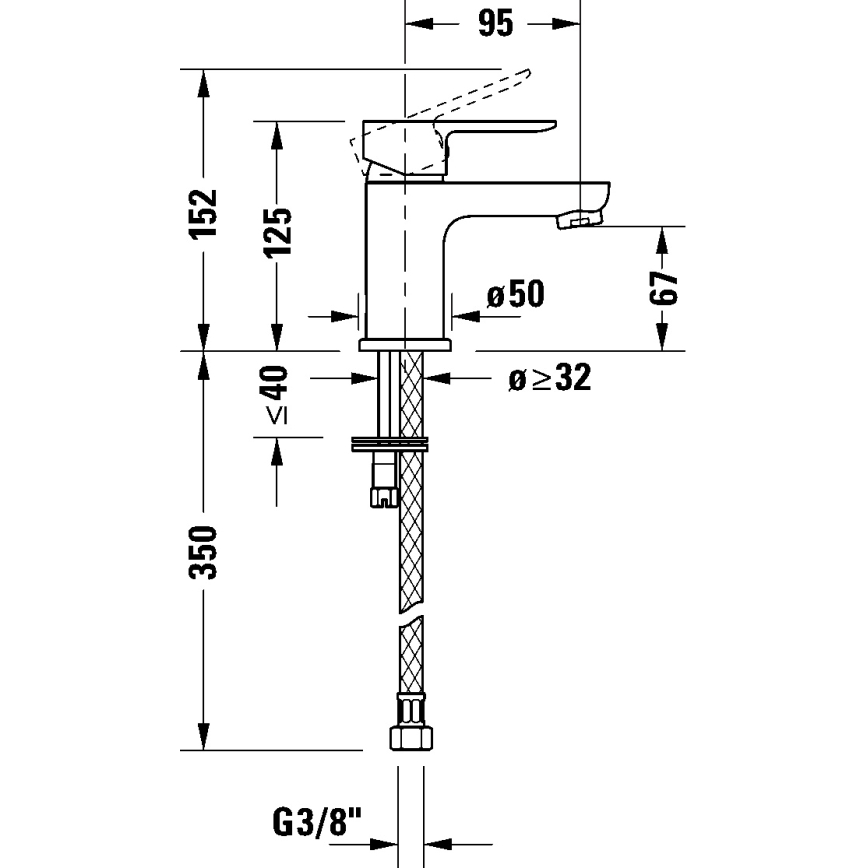 Duravit DC1013002046 - Μπαταρία νιπτήρα D-CODE, ματ μαύρο