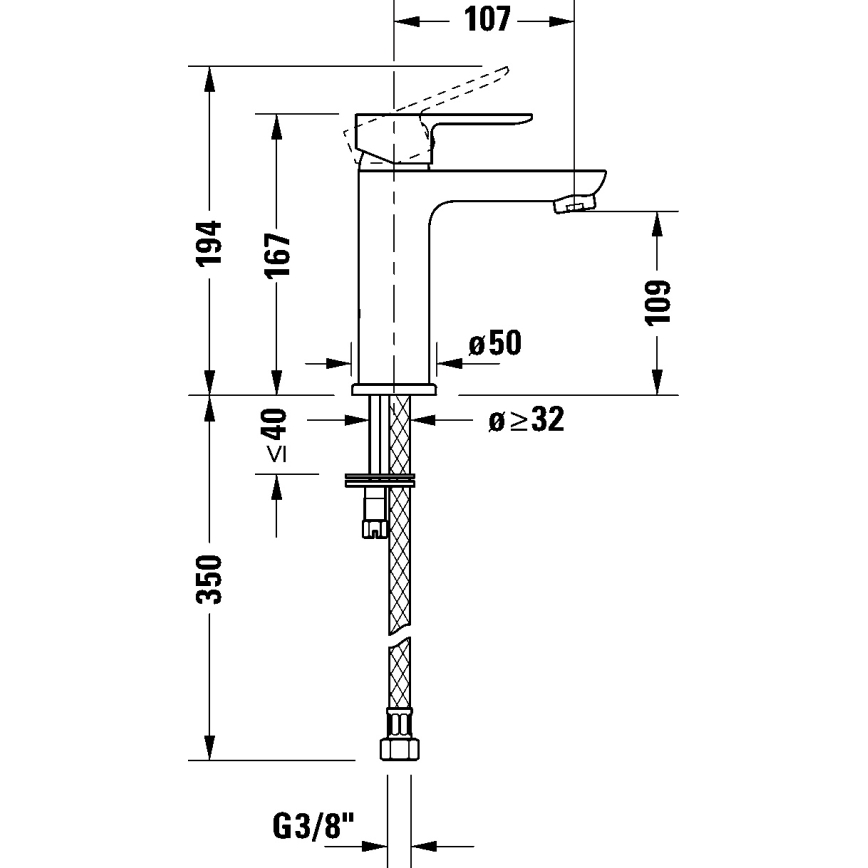 Duravit DC1023002010 - Μπαταρία νιπτήρα D-CODE σε γυαλιστερό χρώμιο