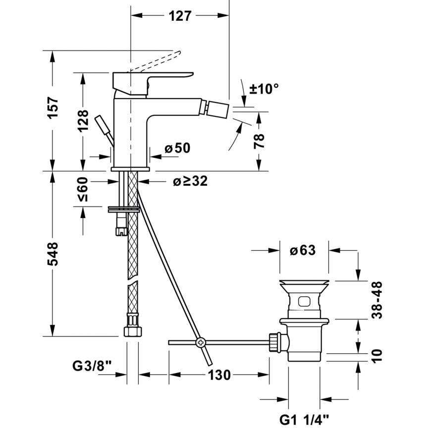 Duravit DC2400011010 - Μίκτης μπιντέ D-CODE γυαλιστερό χρώμιο