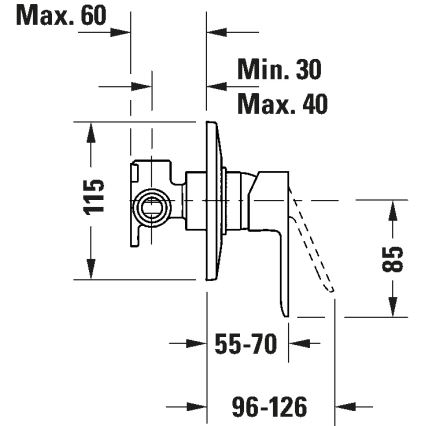 Duravit DC4210007010 - Εντοιχισμένη μπαταρία ντους D-CODE, γυαλιστερό χρώμιο