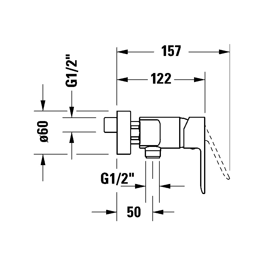 Duravit DC4230001046 - Μίκτης ντους D-CODE σε ματ μαύρο
