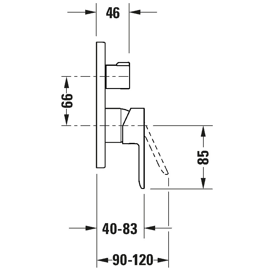 Duravit DC5210012010 - Μπαταρία μπανιέρας για εντοιχισμένη εγκατάσταση D-CODE, γυαλιστερό χρώμιο