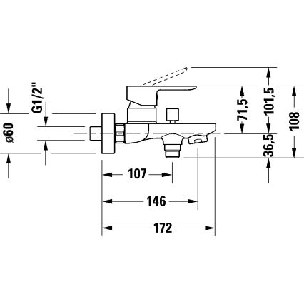 Duravit DC5230001046 - Μίκτης μπανιέρας D-CODE σε ματ μαύρο