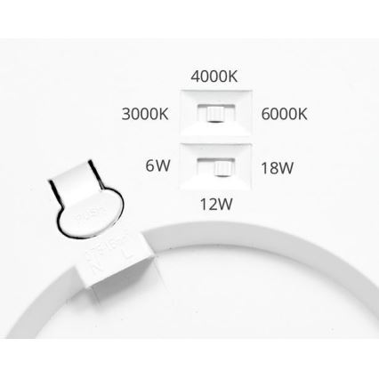 LED Dimmable χωνευτό φωτιστικό με αισθητήρα LEXA LED/6/12/18W/230V 3000/4000/6000K διάμετρος 22,5 cm λευκό