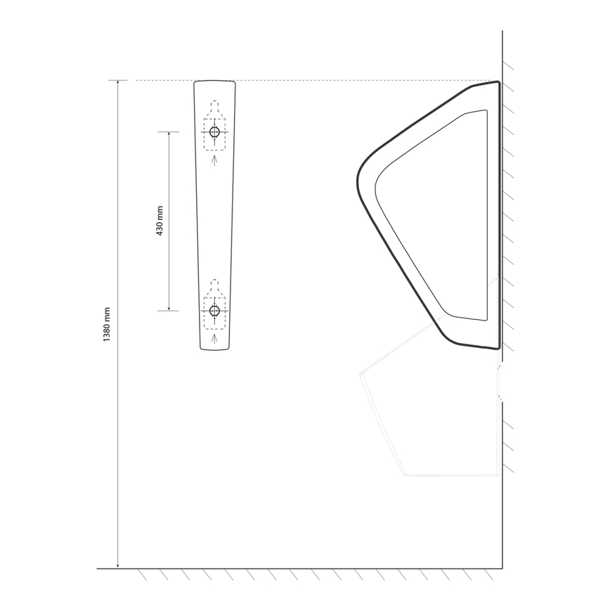 EcoStep 33001 - Διαχωριστικό για ουρητήρα 57,5x36 cm κεραμικό/λευκό