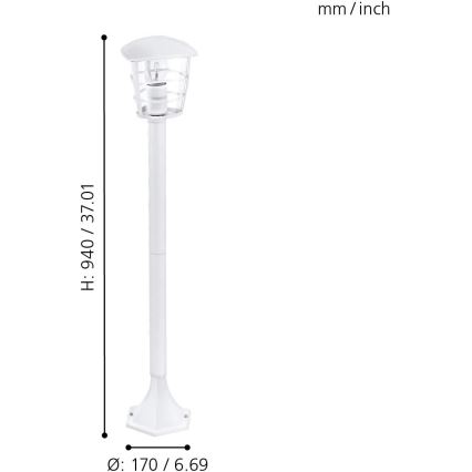 Eglo 18799 - Εξωτερικό φωτιστικό ALORIA 1xE27/60W/230V IP44 λευκό