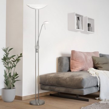 Eglo 25869 - Ρυθμιζόμενο επιδαπέδιο φωτιστικό BAYA 1xR7s/230W/230V + 1xG9/33W ματ χρώμιο