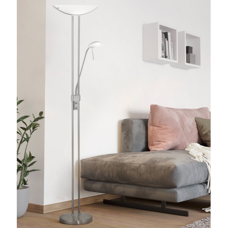 Eglo 25869 - Ρυθμιζόμενο επιδαπέδιο φωτιστικό BAYA 1xR7s/230W/230V + 1xG9/33W ματ χρώμιο