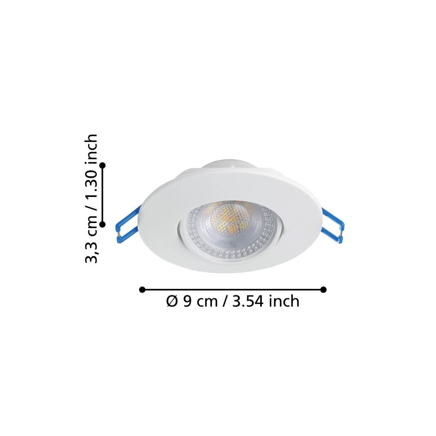 Eglo - Σετ 3 LED εντοιχισμένων φωτιστικών οροφής LED/4,9W/230V 2700/4000/6500K διάμ. 9 cm λευκό