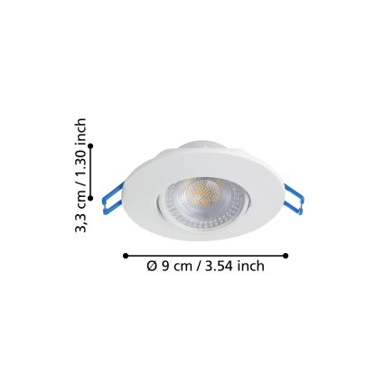 Eglo - Σετ 7 LED εντοιχισμένων φωτιστικών οροφής, LED/4,9W/230V, 2700/4000/6500K, Ø 9 cm, λευκό