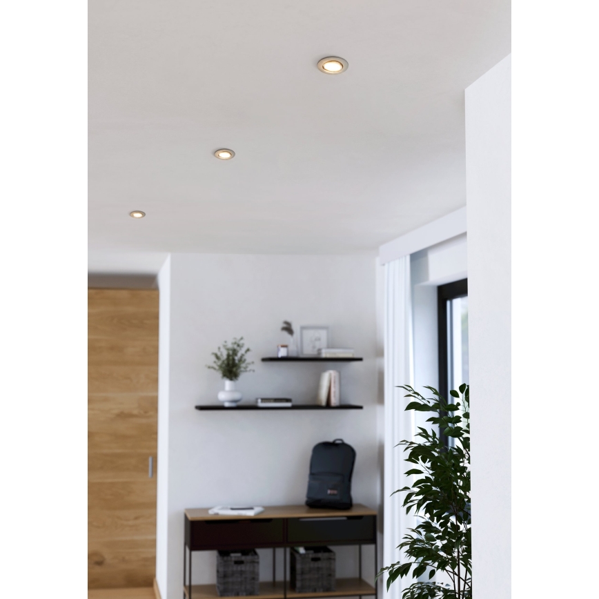 Eglo - Σετ 3x LED εντοιχισμένα φωτιστικά LED/4,9W/230V 2700/4000/6500K διάμ. 9 εκ. ματ χρώμιο