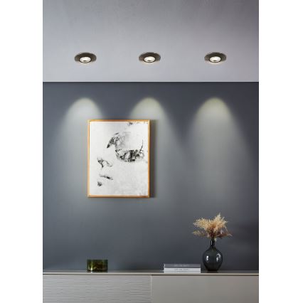 Eglo - Σετ 7 χωνευτών φωτιστικών LED, 4,9 W, 230 V, 2700/4000/6500 K, διάμ. 9 εκ., ματ χρώμιο