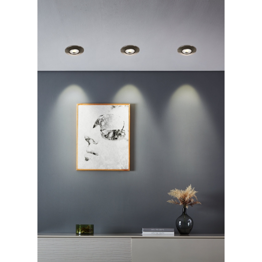 Eglo - Σετ 10 τεμ. εντοιχιζόμενο φωτιστικό LED/4,9 W/230 V ρυθμιζόμενη θερμοκρασία χρώματος 2700/4000/6500 K Ø 9 cm ματ χρώμιο