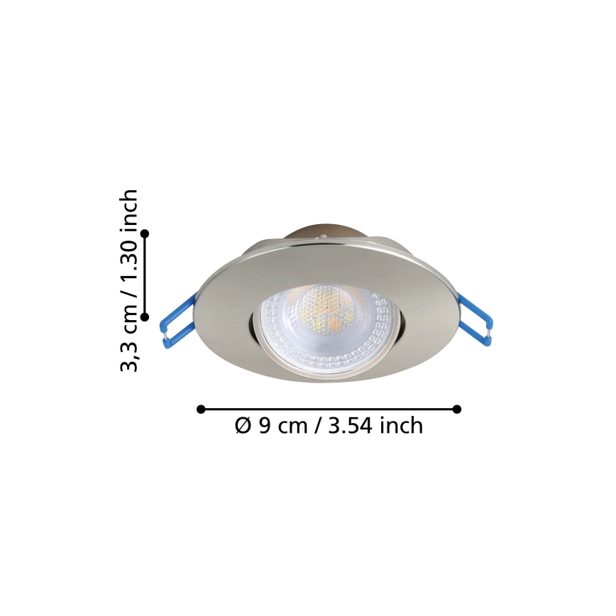 Eglo - Σετ 10 τεμ. εντοιχιζόμενο φωτιστικό LED/4,9 W/230 V ρυθμιζόμενη θερμοκρασία χρώματος 2700/4000/6500 K Ø 9 cm ματ χρώμιο