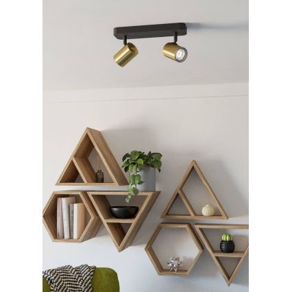 Eglo - Σποτ φωτιστικό μπάνιου 2xGU10/5W/230V IP44 μαύρο/χρυσό